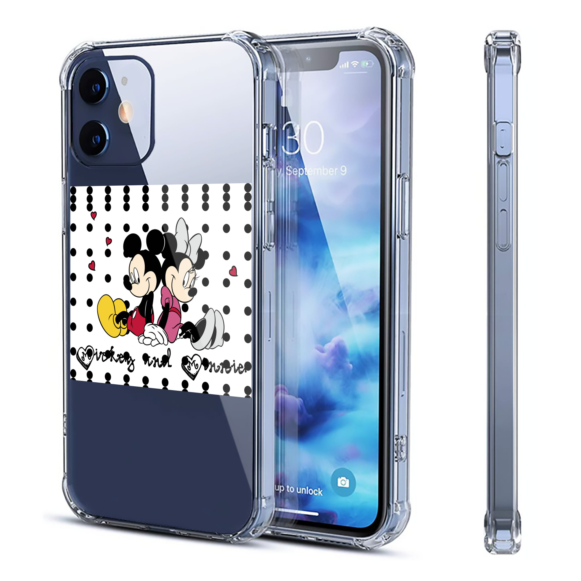 （画像用） ミッキーマウス Mickey Mouse 【iPhone 12シリーズ対応】透明スマホケース（クリアソフトケース）